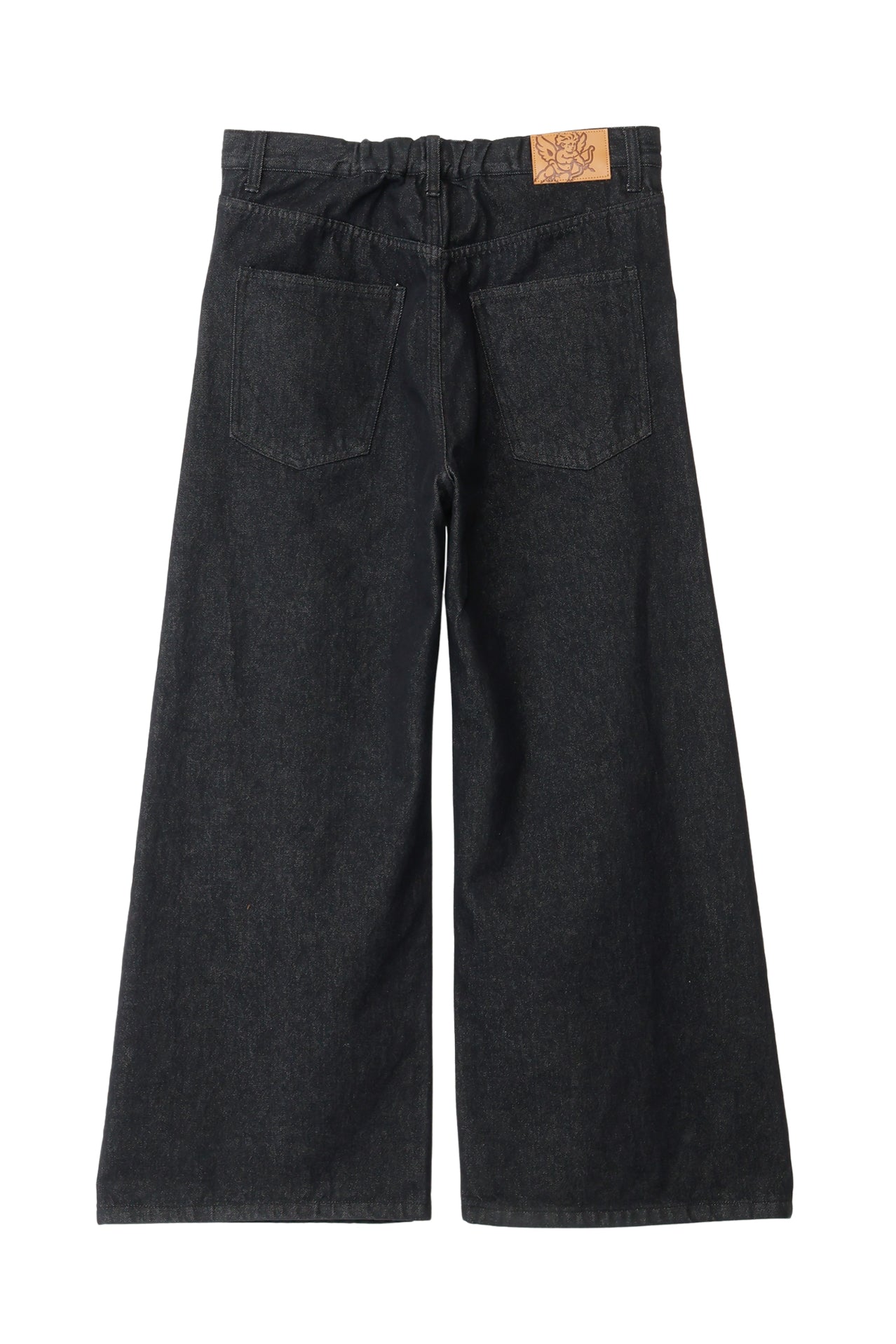 TEAR HEART PRINT DENIM PANTS / BLK