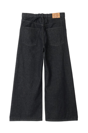 TEAR HEART PRINT DENIM PANTS / BLK