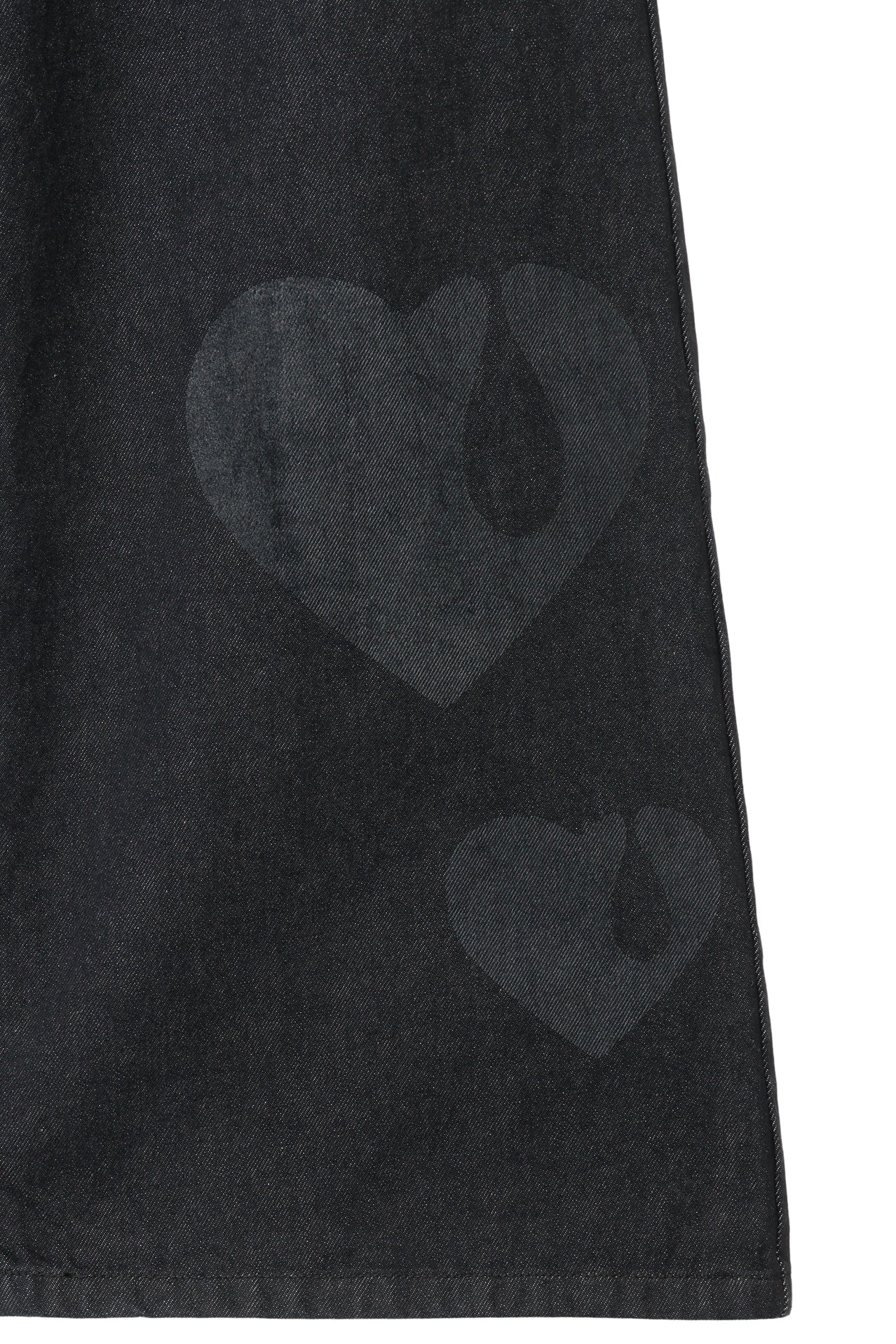 TEAR HEART PRINT DENIM PANTS / BLK
