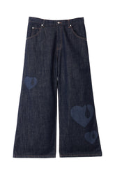 TEAR HEART PRINT DENIM PANTS / IND