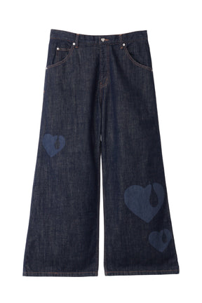 TEAR HEART PRINT DENIM PANTS / IND