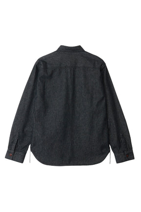 TEAR HEART PRINT DENIM SHIRT / BLK