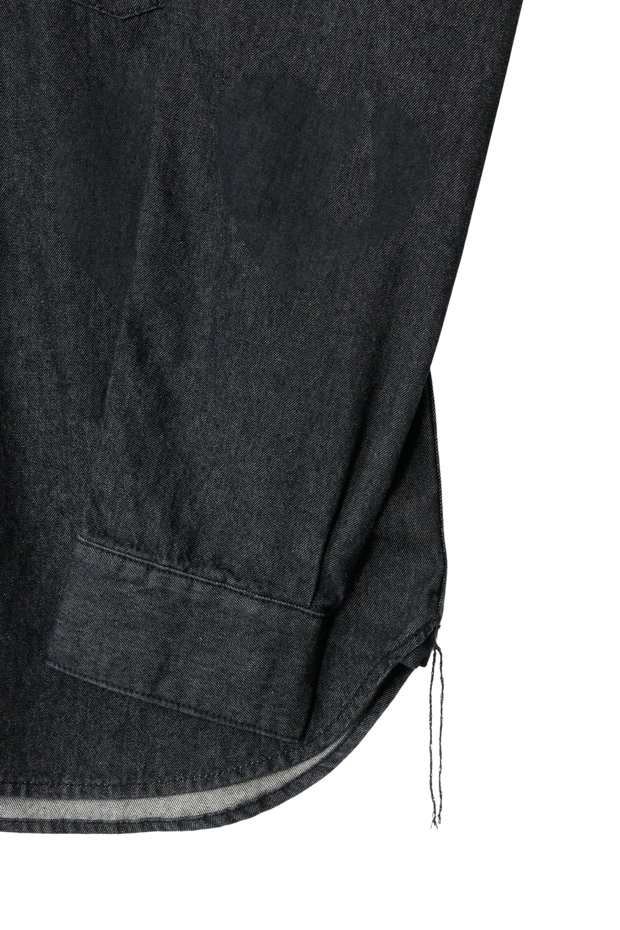 TEAR HEART PRINT DENIM SHIRT / BLK