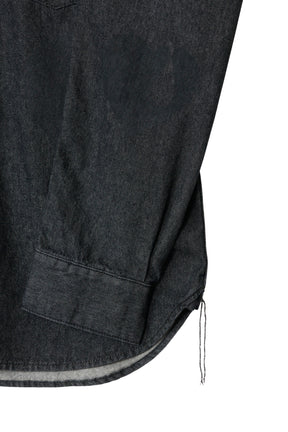 TEAR HEART PRINT DENIM SHIRT / BLK