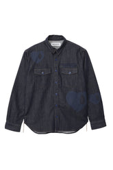 TEAR HEART PRINT DENIM SHIRT / IND
