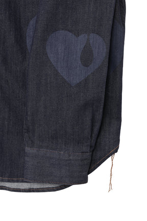 TEAR HEART PRINT DENIM SHIRT / IND