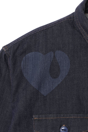 TEAR HEART PRINT DENIM SHIRT / IND