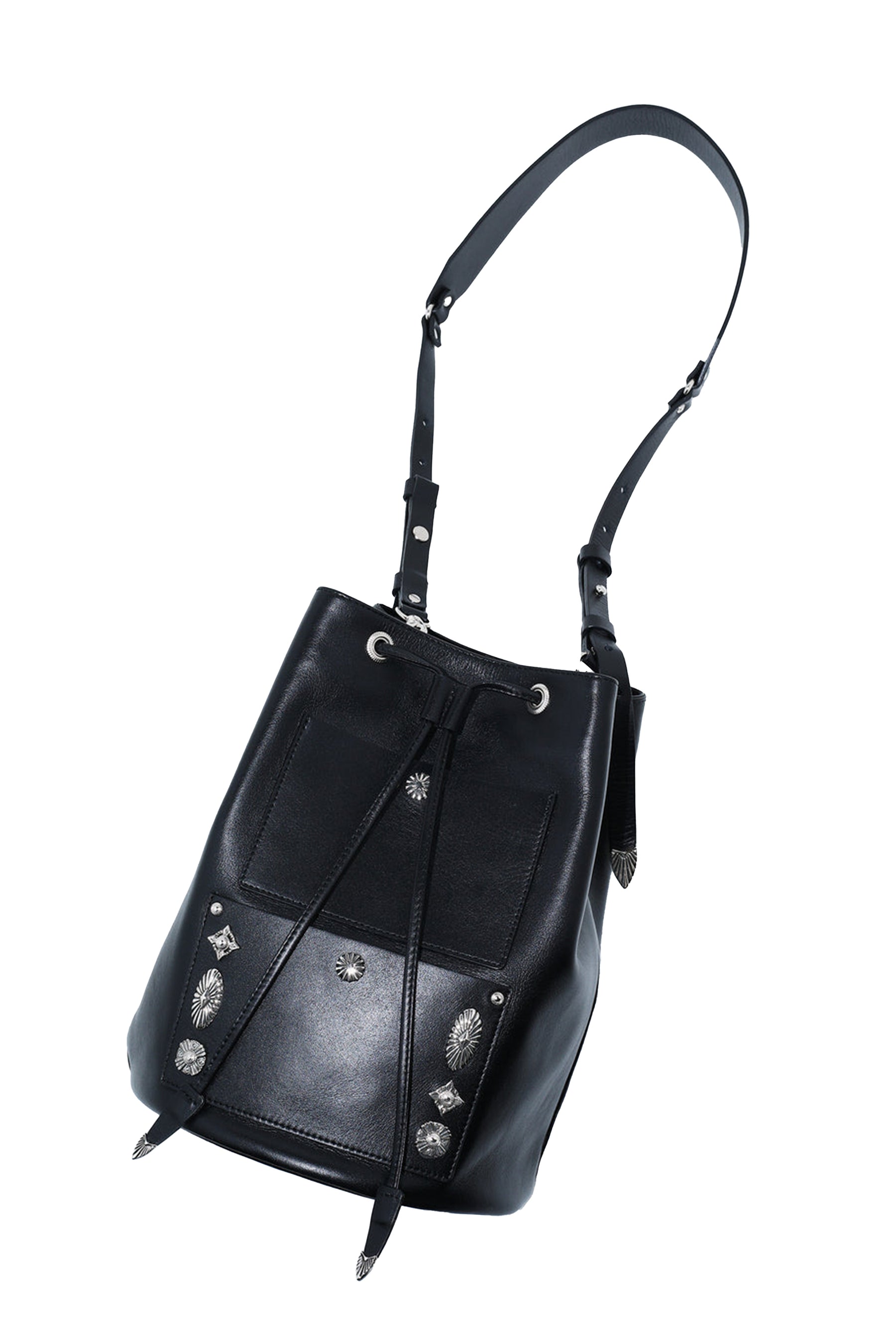 TOGA トーガ SS23 LEATHER DRUM BAG / BLK -NUBIAN