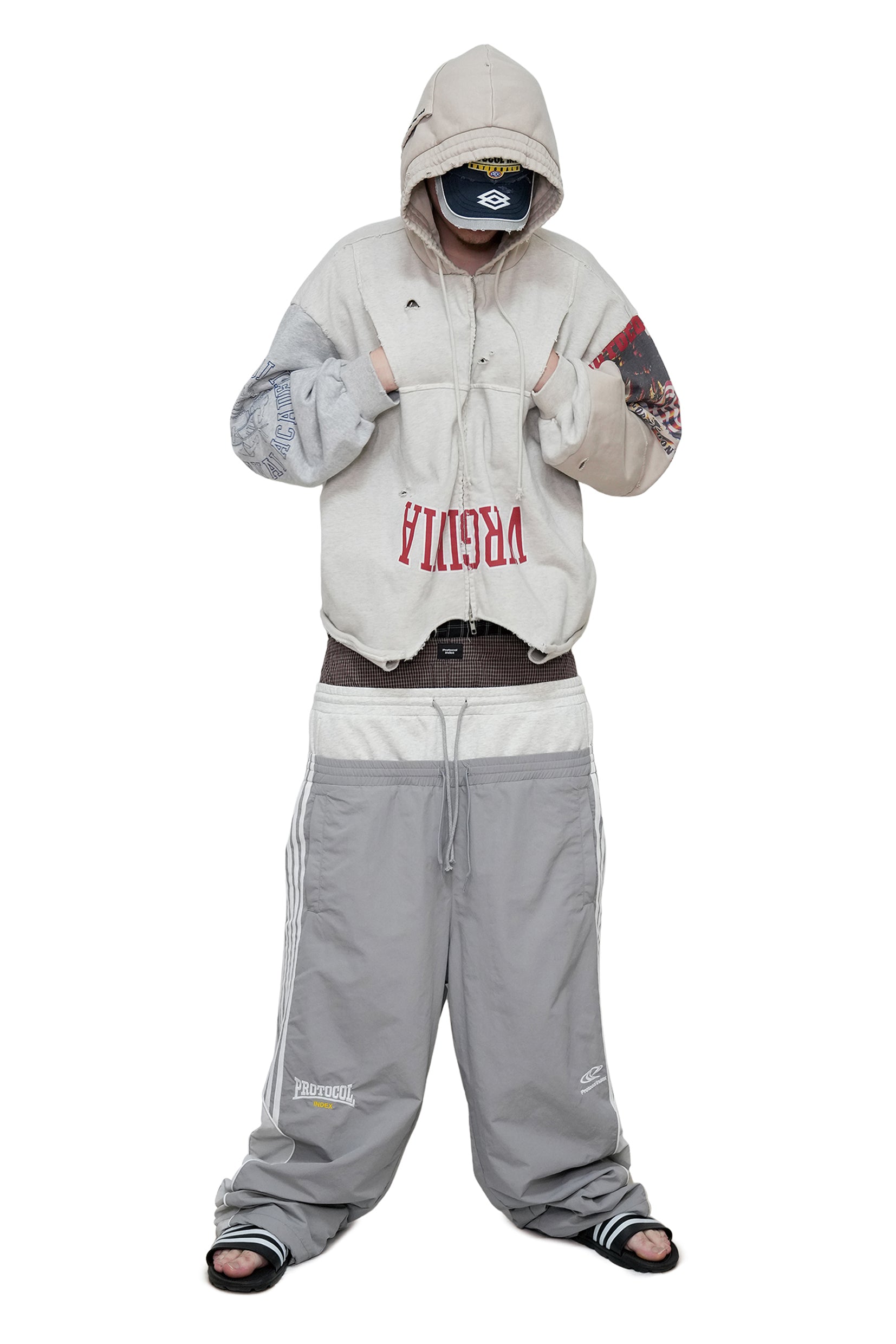 UPSIDE DOWN ZIP HOODIE / MULTI IVO