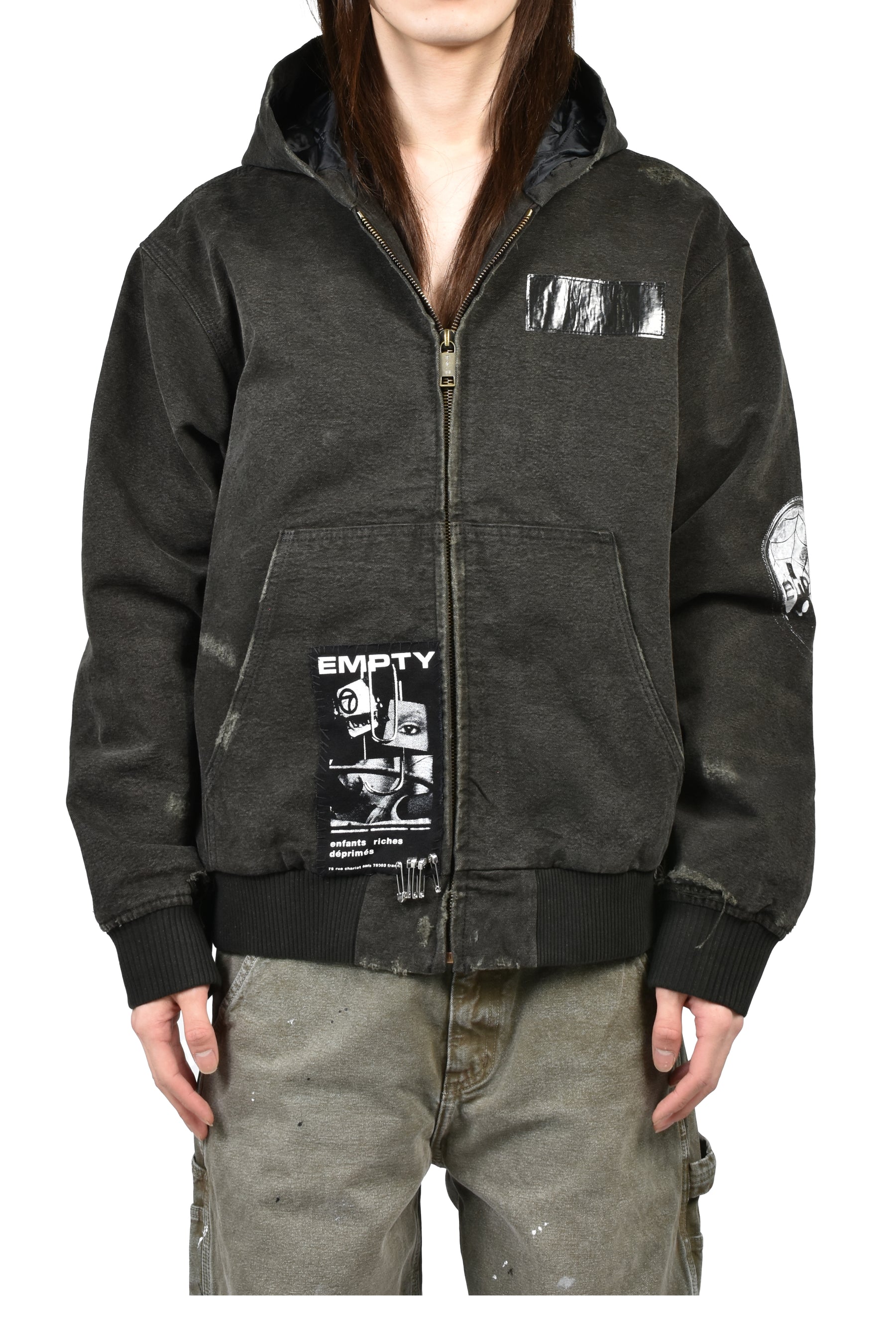 WAR STARTED HOODED WORK JACKET / CRUST BLK