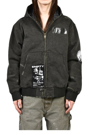 WAR STARTED HOODED WORK JACKET / CRUST BLK