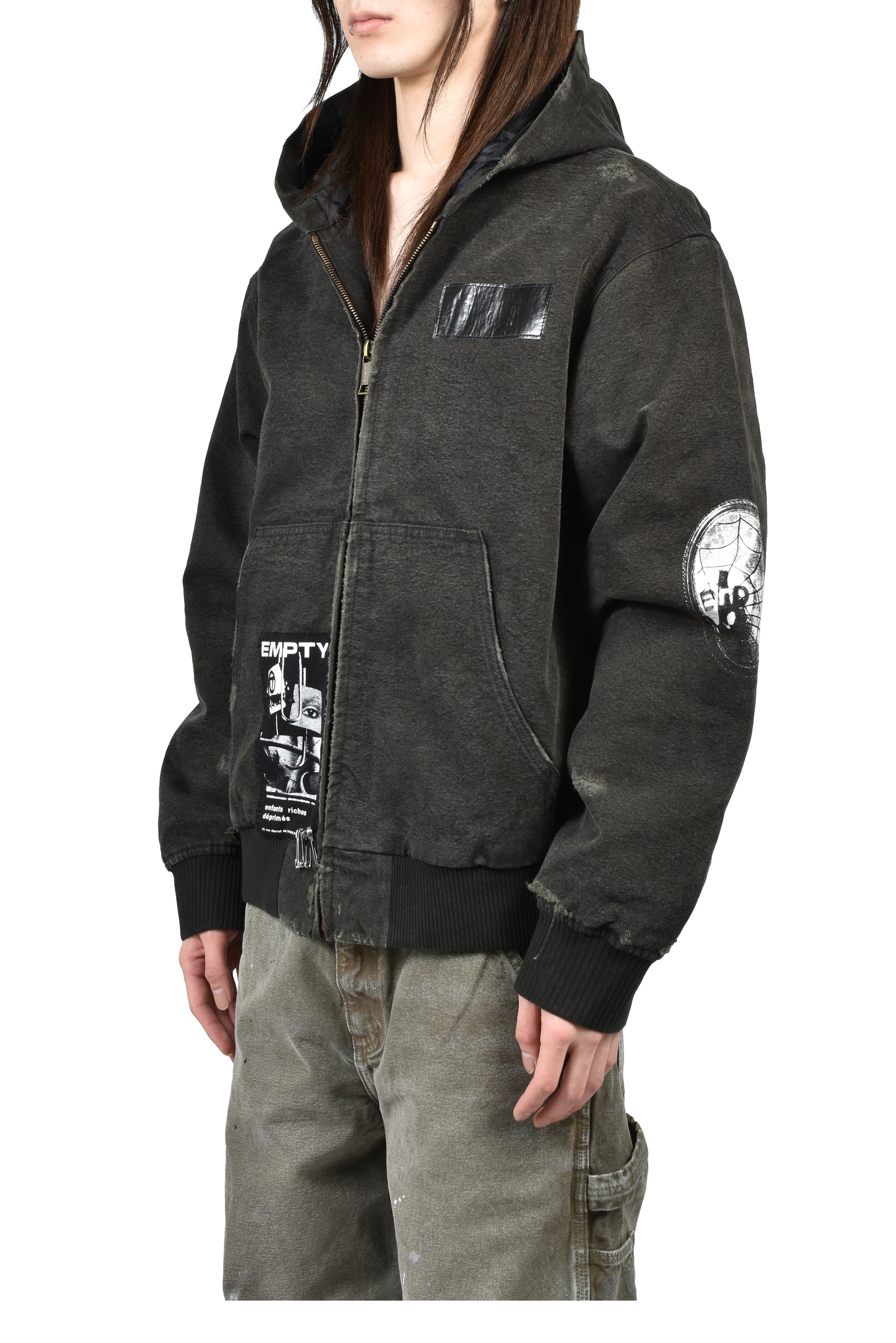 WAR STARTED HOODED WORK JACKET / CRUST BLK