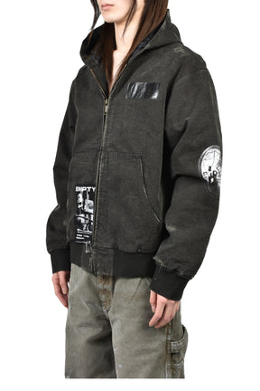 WAR STARTED HOODED WORK JACKET / CRUST BLK