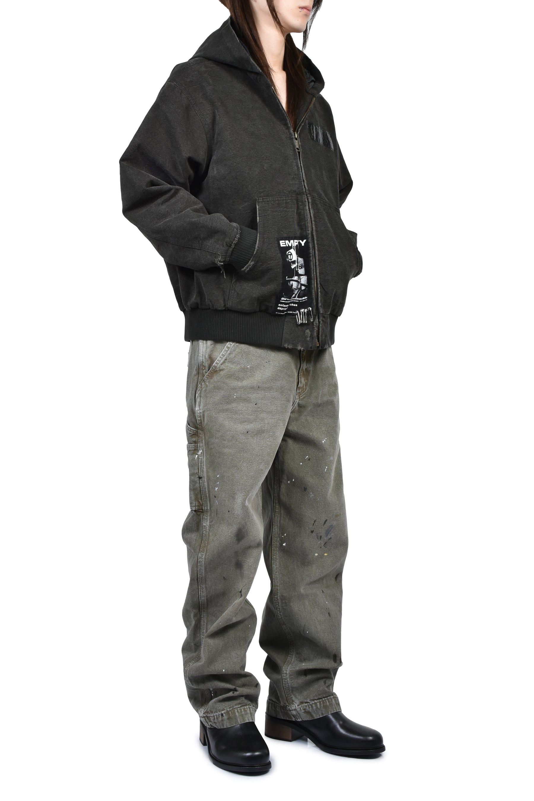 WAR STARTED HOODED WORK JACKET / CRUST BLK