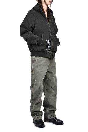 WAR STARTED HOODED WORK JACKET / CRUST BLK