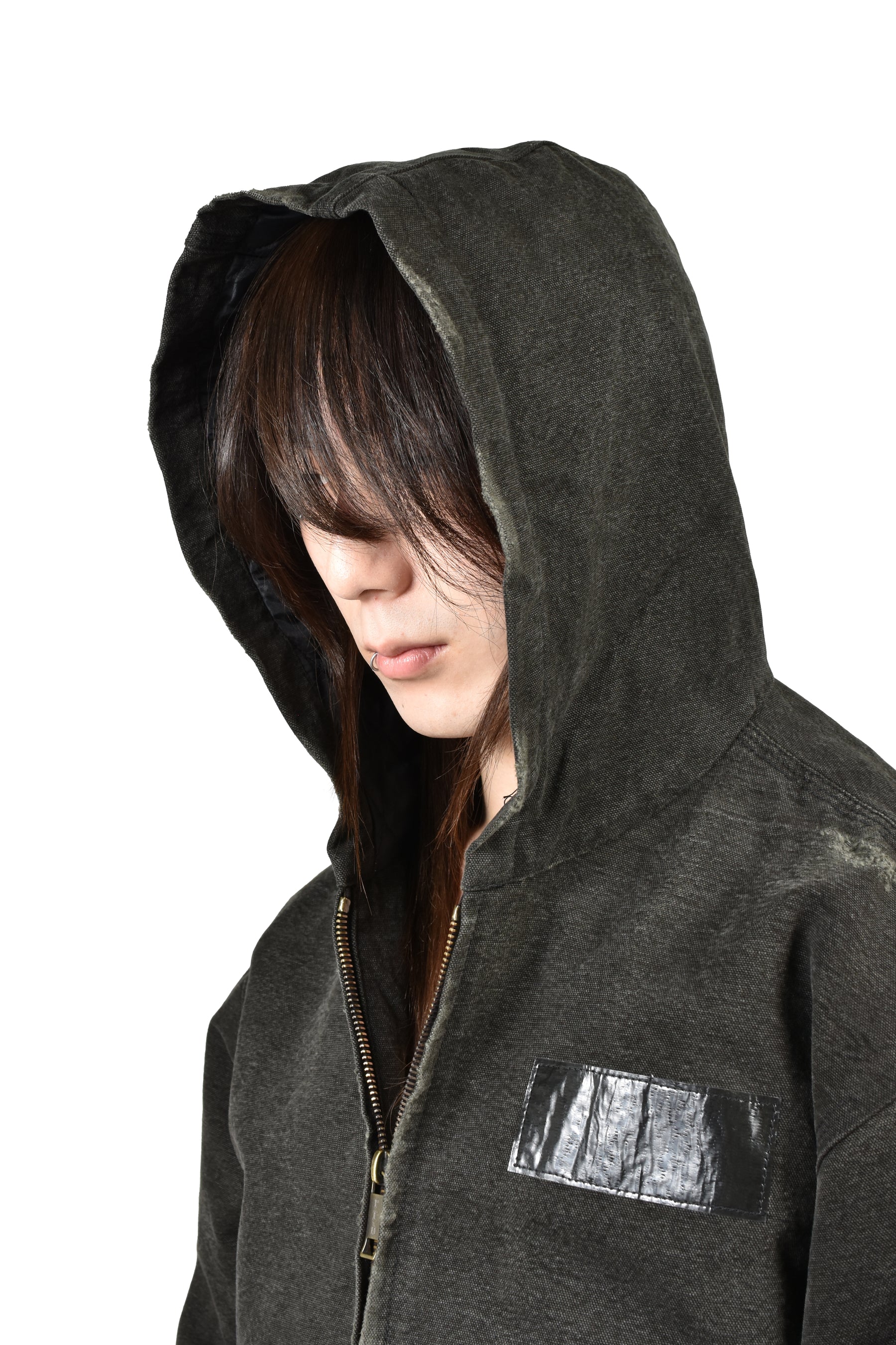 WAR STARTED HOODED WORK JACKET / CRUST BLK