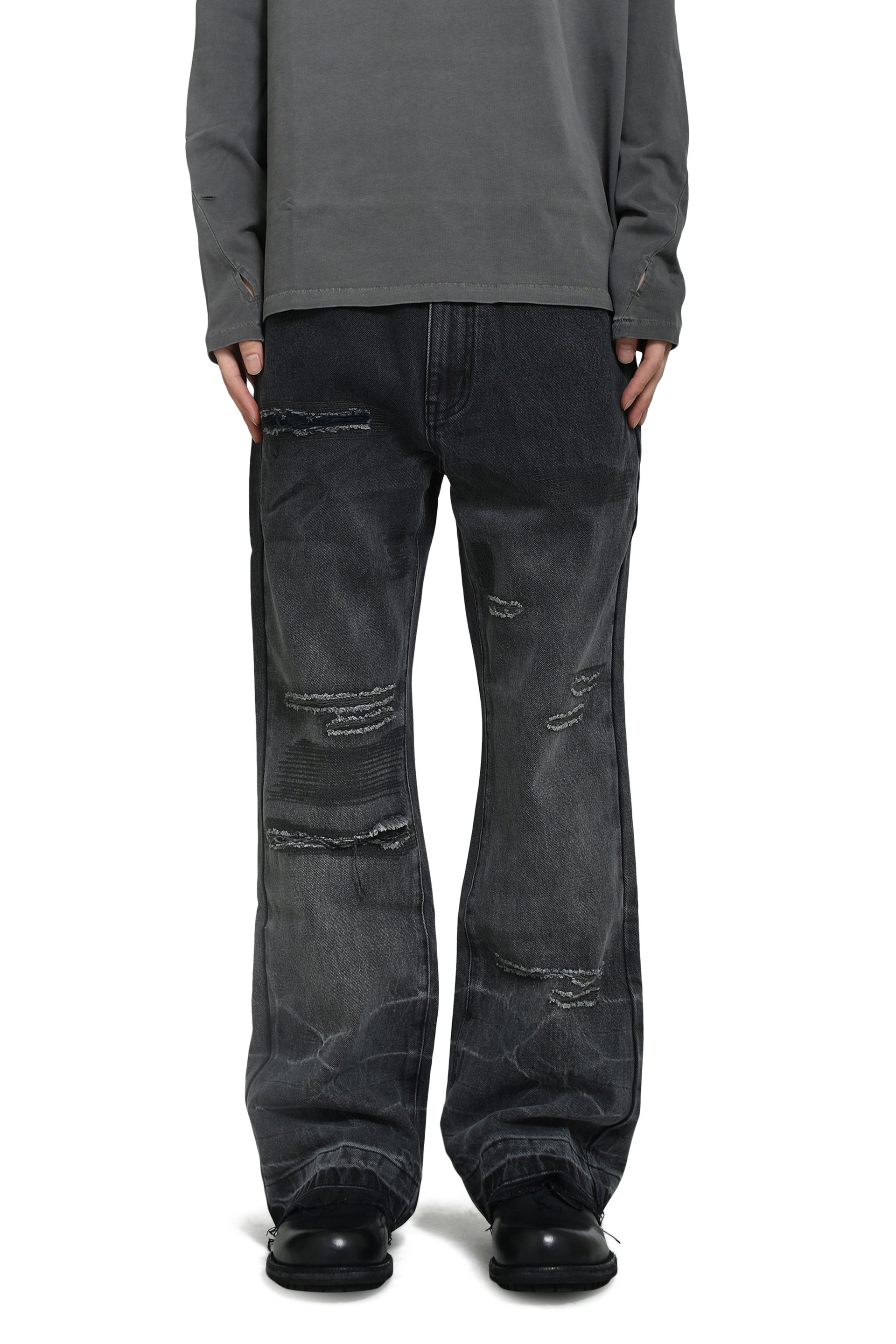 WASHED & REPIARED DENIM / WASHED BLACK