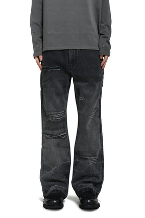 WASHED &amp; REPIARED DENIM / WASHED BLACK