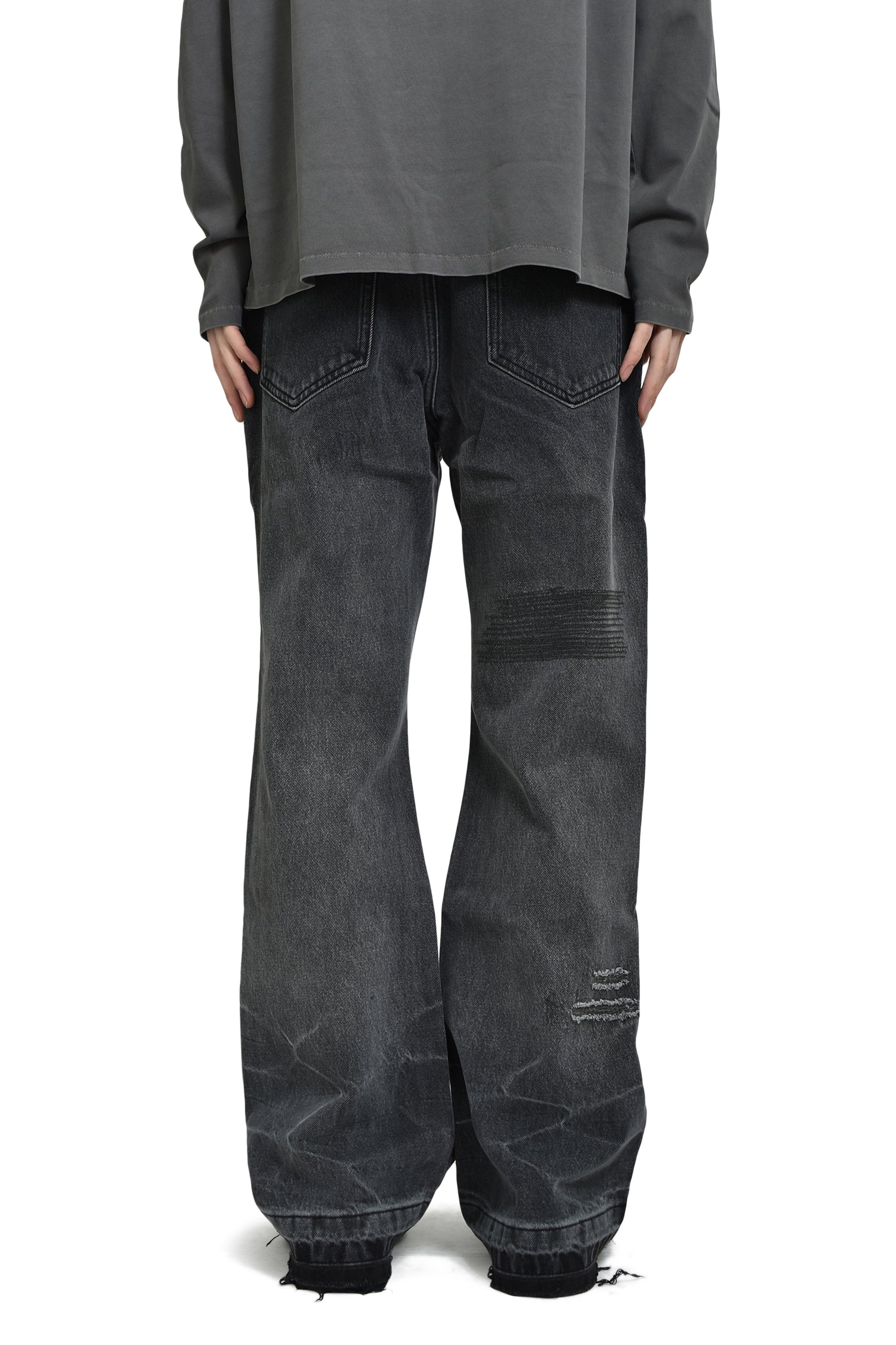 WASHED &amp; REPIARED DENIM / WASHED BLACK