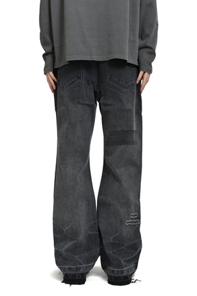 WASHED &amp; REPIARED DENIM / WASHED BLACK