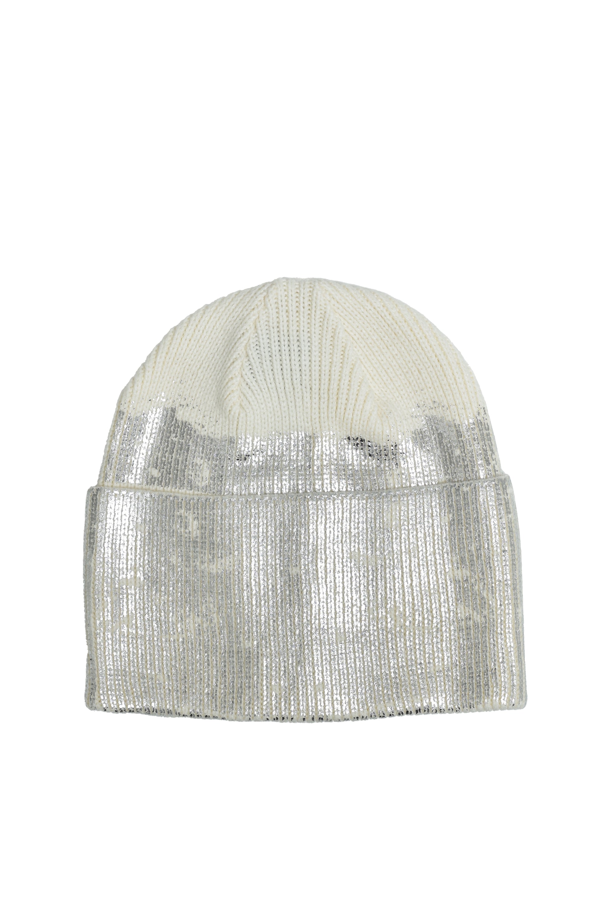 FOIL PRINT KNIT CAP / WHT