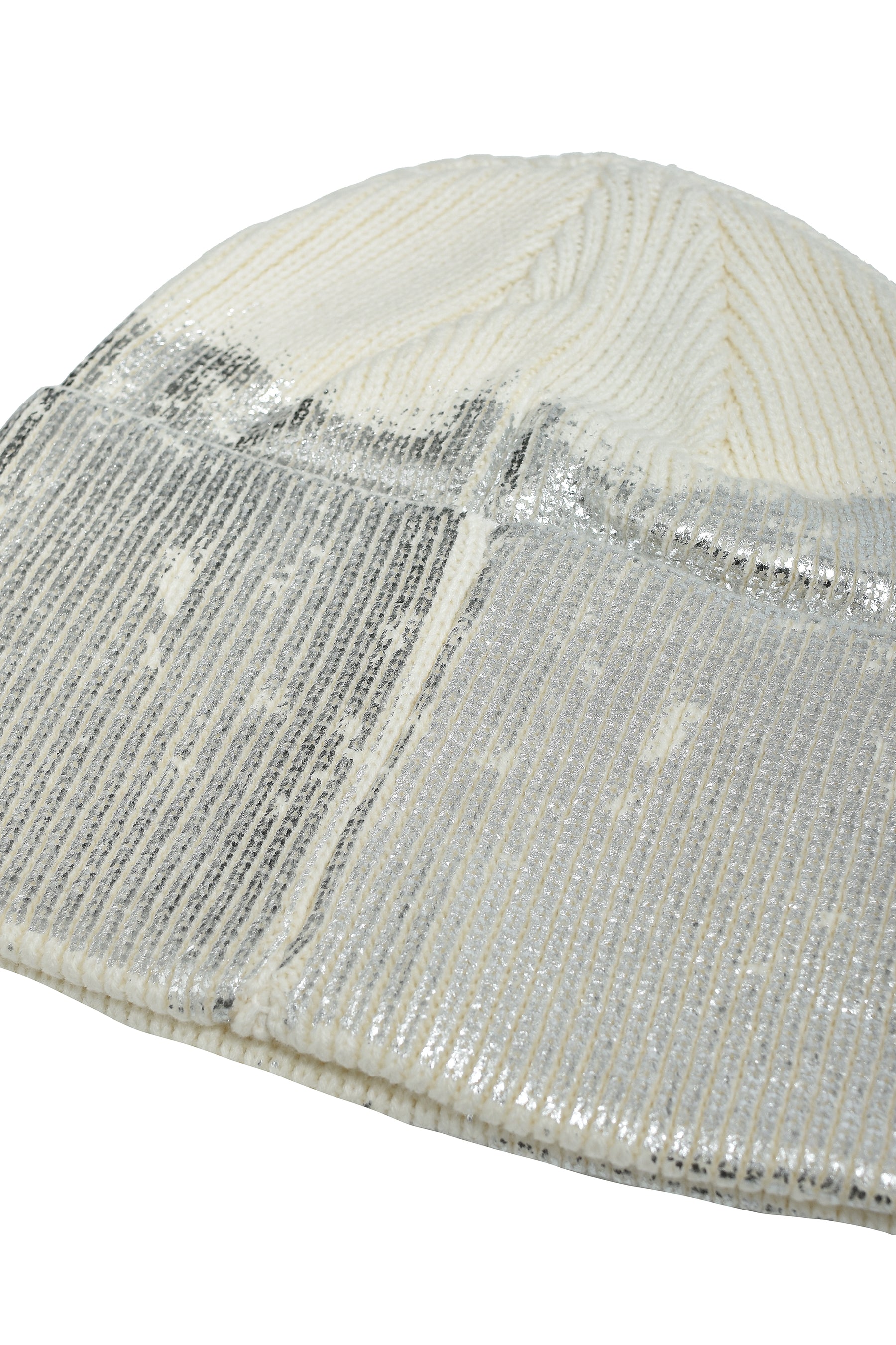 FOIL PRINT KNIT CAP / WHT