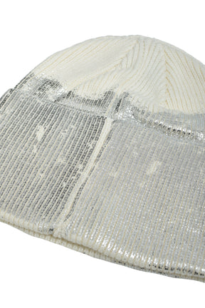 FOIL PRINT KNIT CAP / WHT
