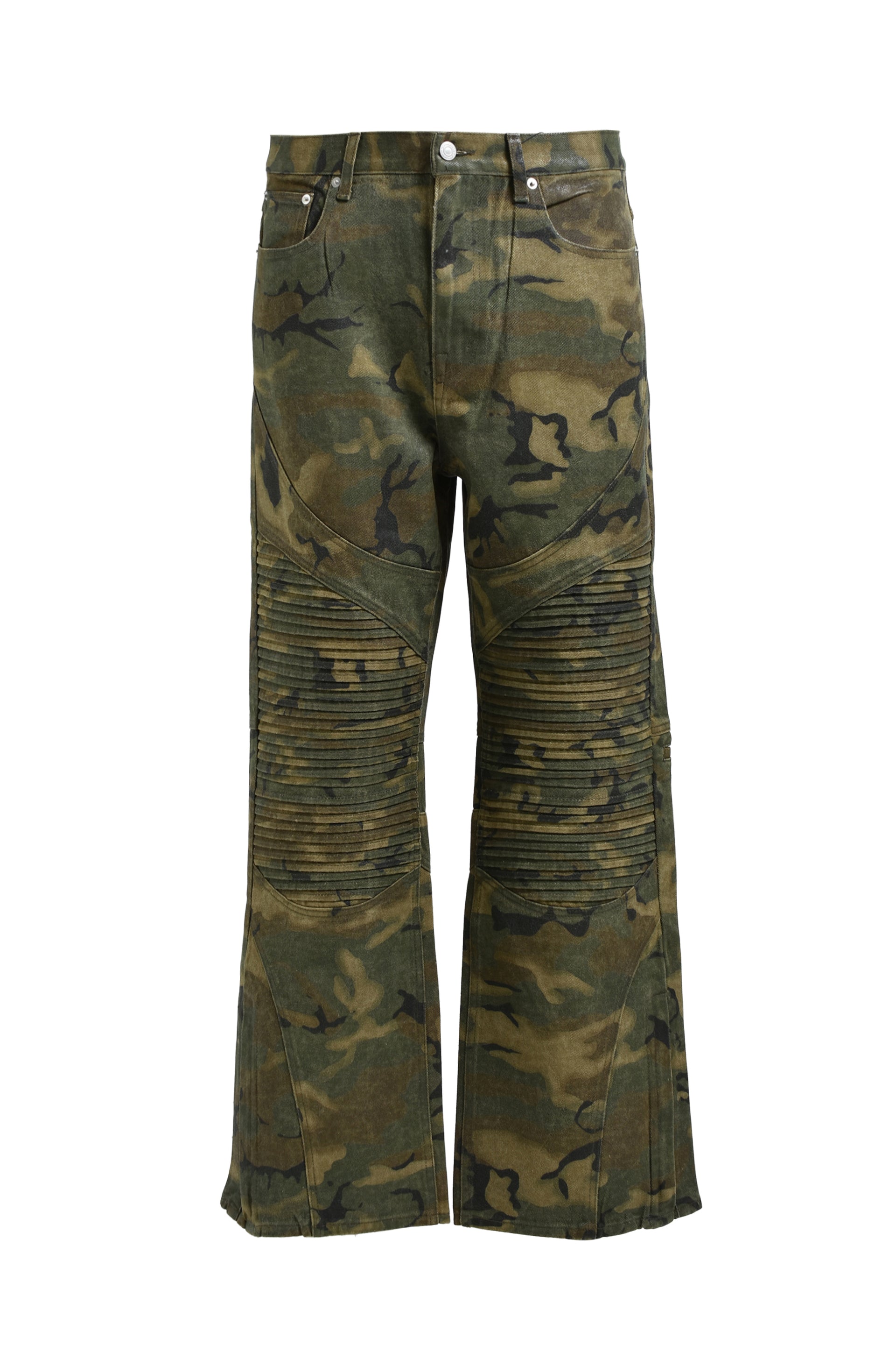 COATING BIKER CAMO PANTS / W.CAMO 