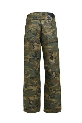 COATING BIKER CAMO PANTS / W.CAMO 