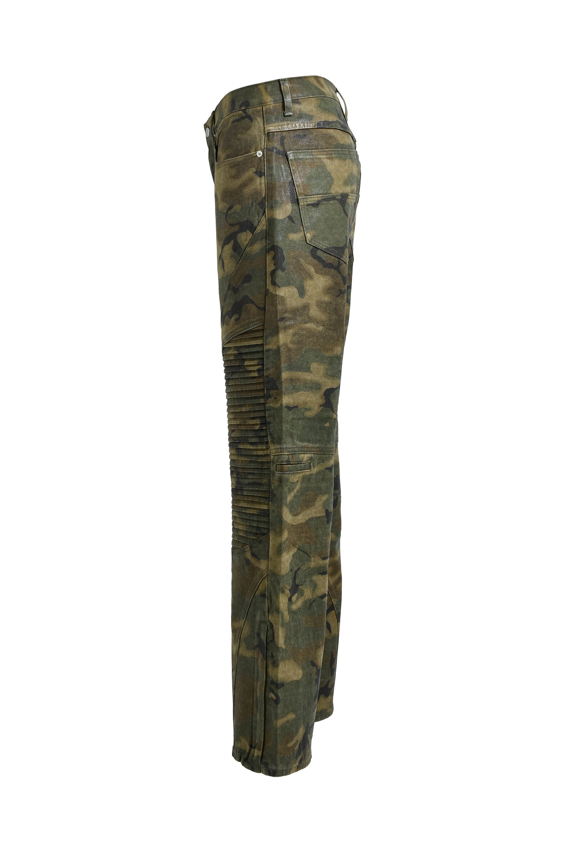 COATING BIKER CAMO PANTS / W.CAMO 