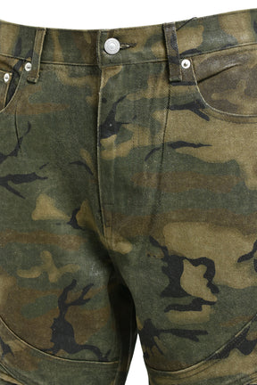 COATING BIKER CAMO PANTS / W.CAMO 