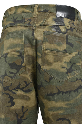 COATING BIKER CAMO PANTS / W.CAMO 