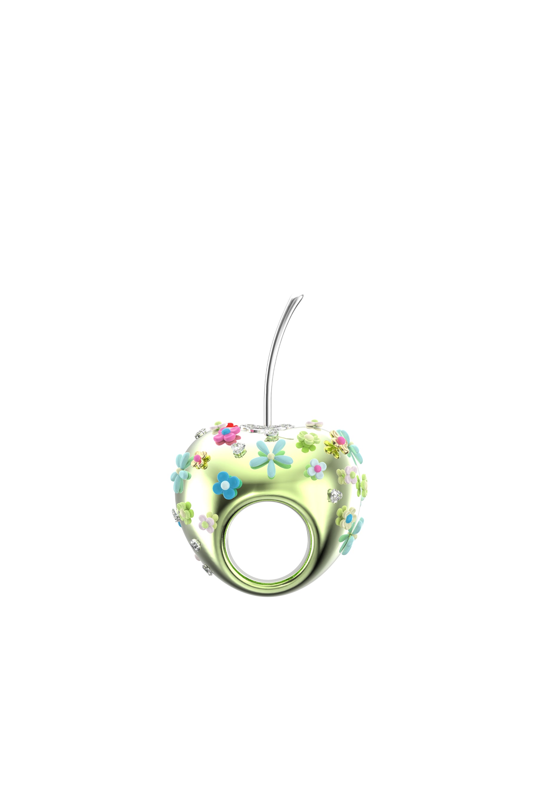 FLOWER GEMSTONE APPLE RING / GRN