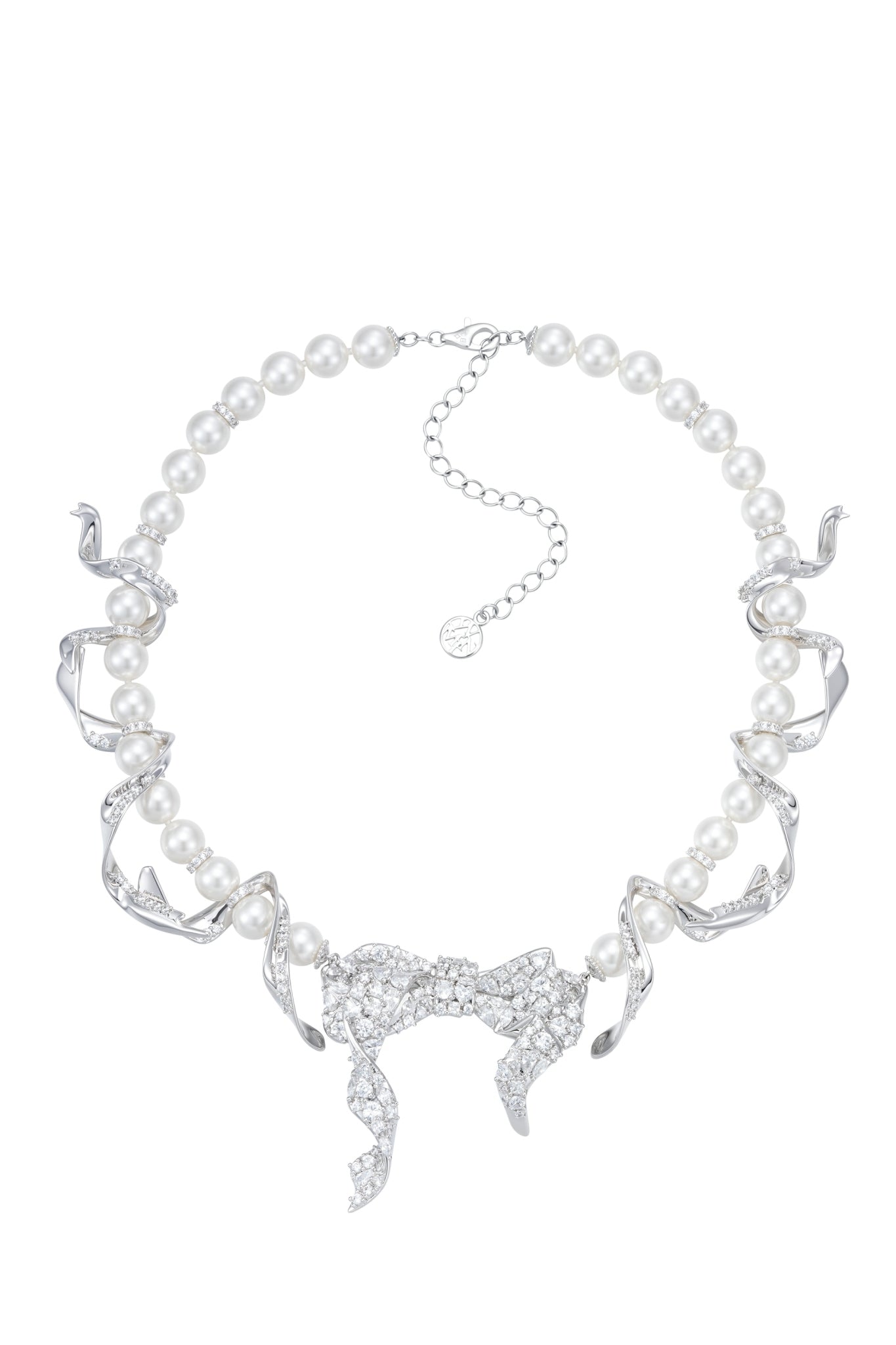 BOWKNOT PEARL NECKLACE / SIL