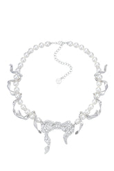 BOWKNOT PEARL NECKLACE / SIL