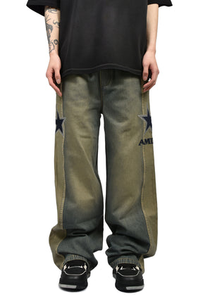AMIRI SPORT DENIM TRACK PANT / WORN SLATE