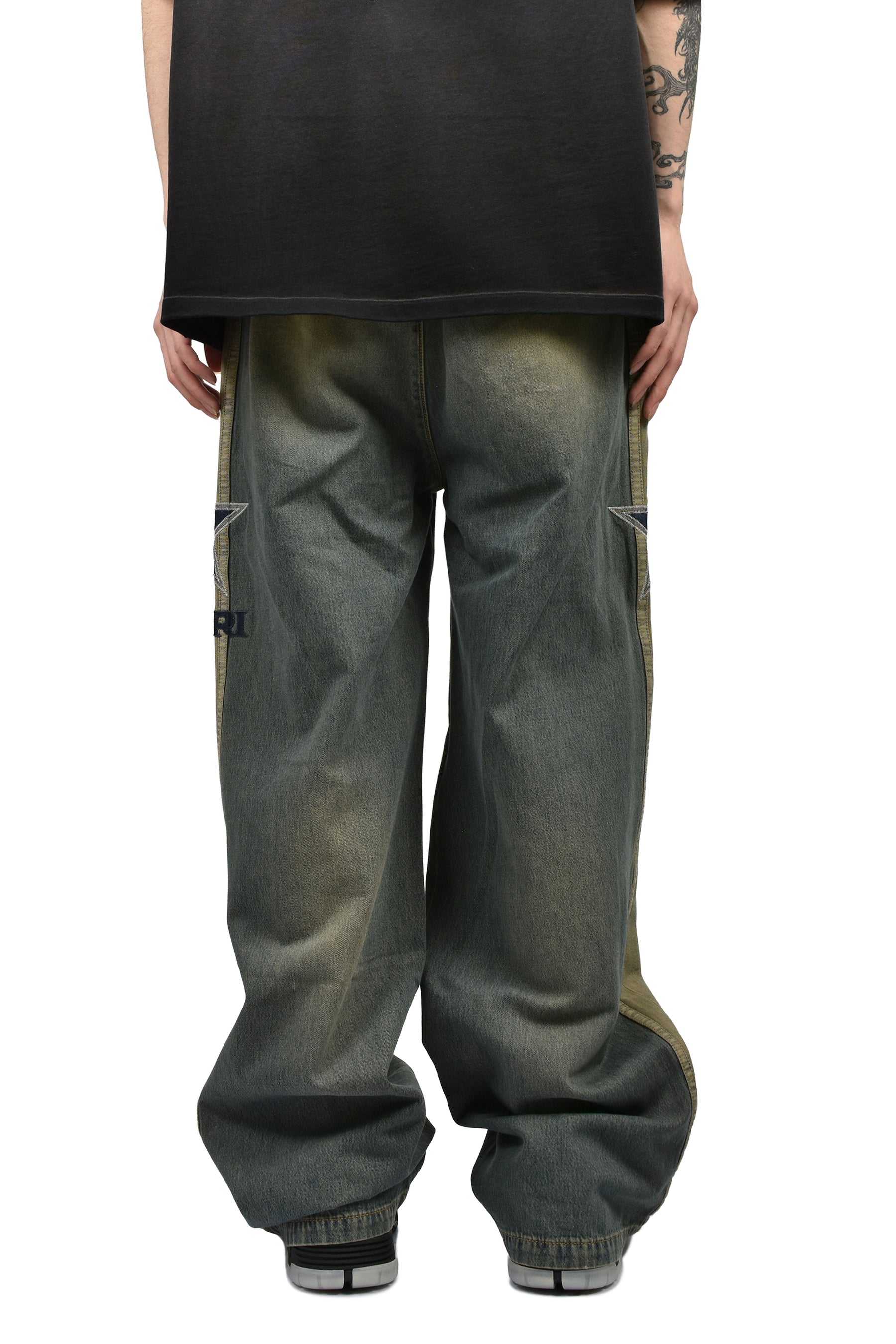 AMIRI SPORT DENIM TRACK PANT / WORN SLATE