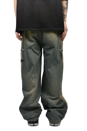 AMIRI SPORT DENIM TRACK PANT / WORN SLATE