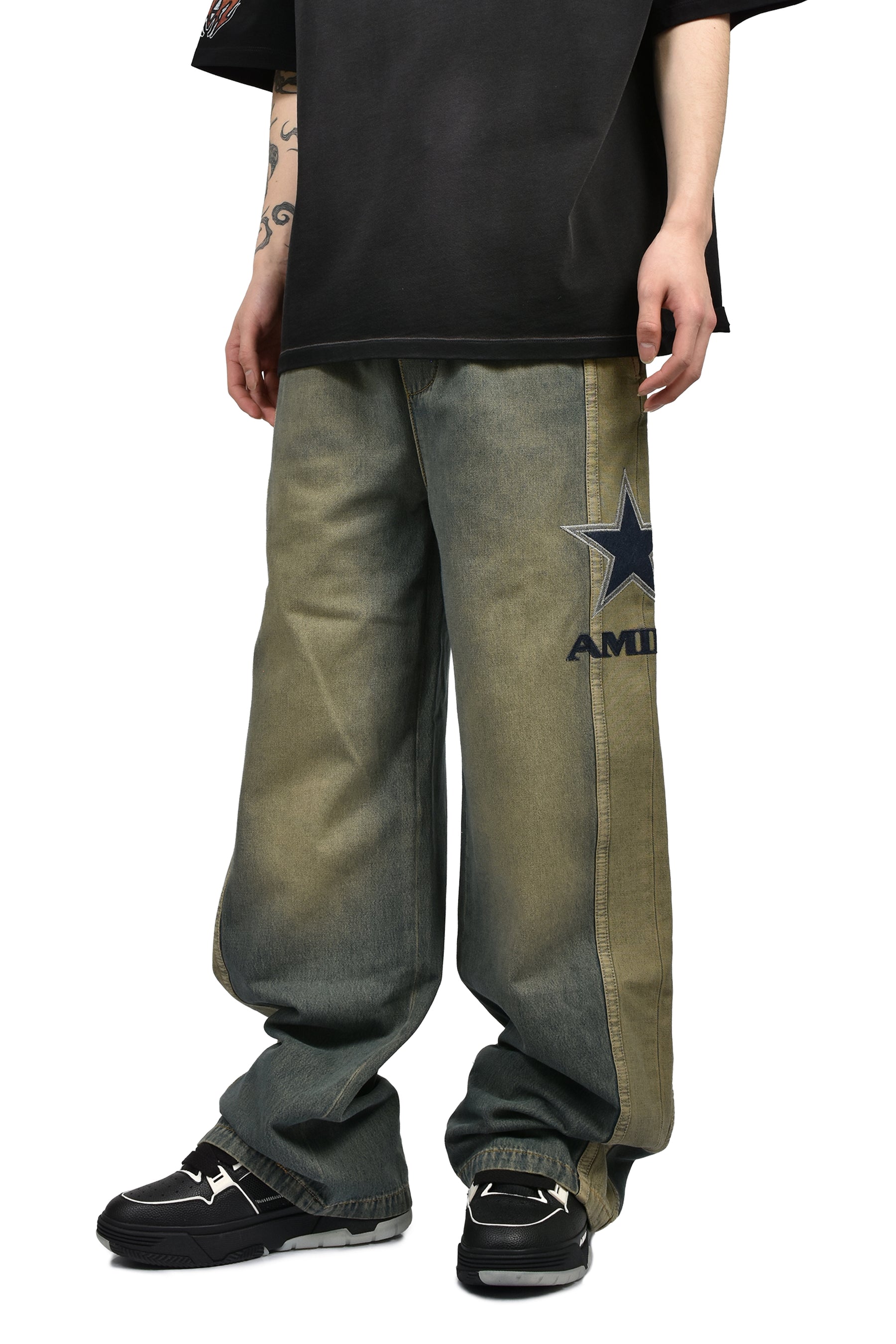 AMIRI SPORT DENIM TRACK PANT / WORN SLATE