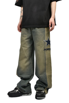 AMIRI SPORT DENIM TRACK PANT / WORN SLATE