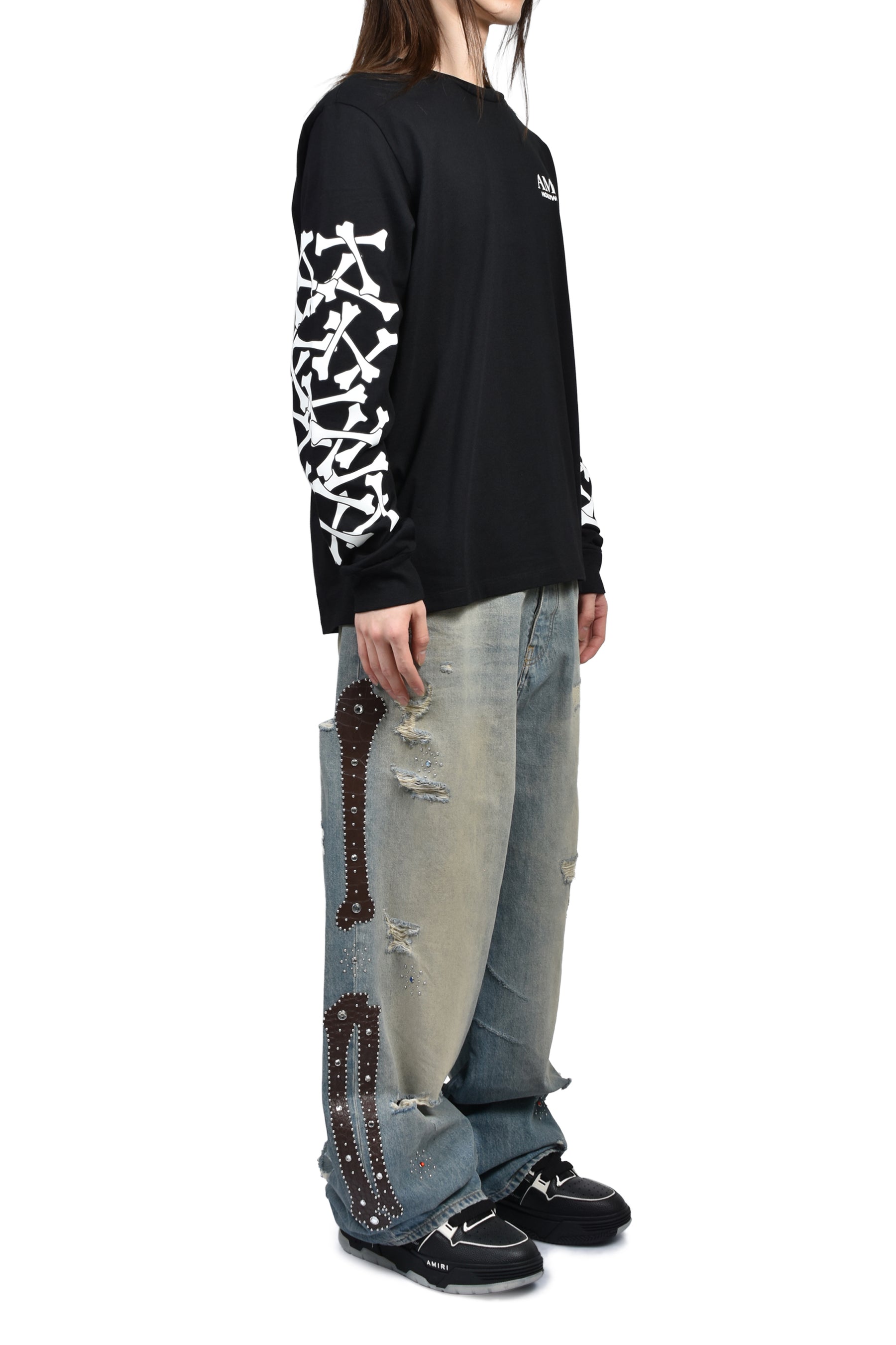 BONES STUDDED BAGGY JEAN / DRIFTWOOD BLUE