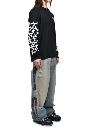 BONES STUDDED BAGGY JEAN / DRIFTWOOD BLUE