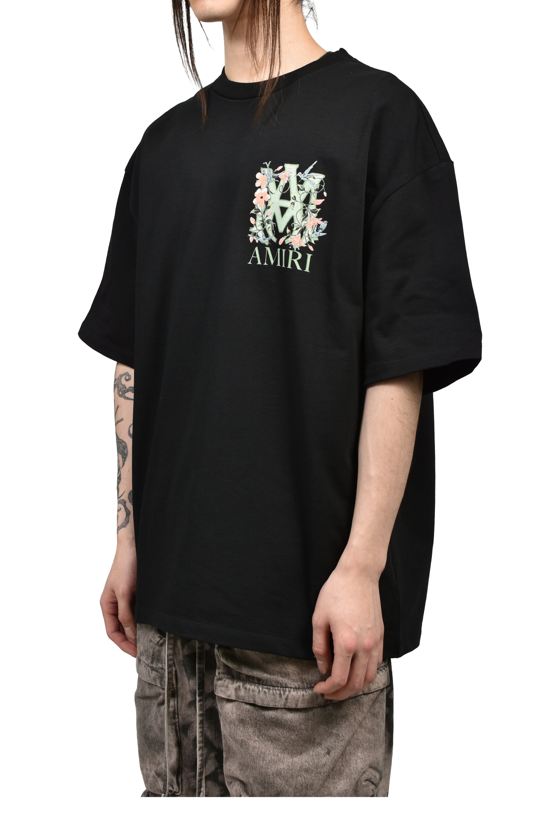 MA FLORAL OS TEE / BLK
