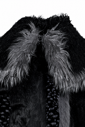 PATCHWORK FUR ASYM COAT - BLACK / BLK
