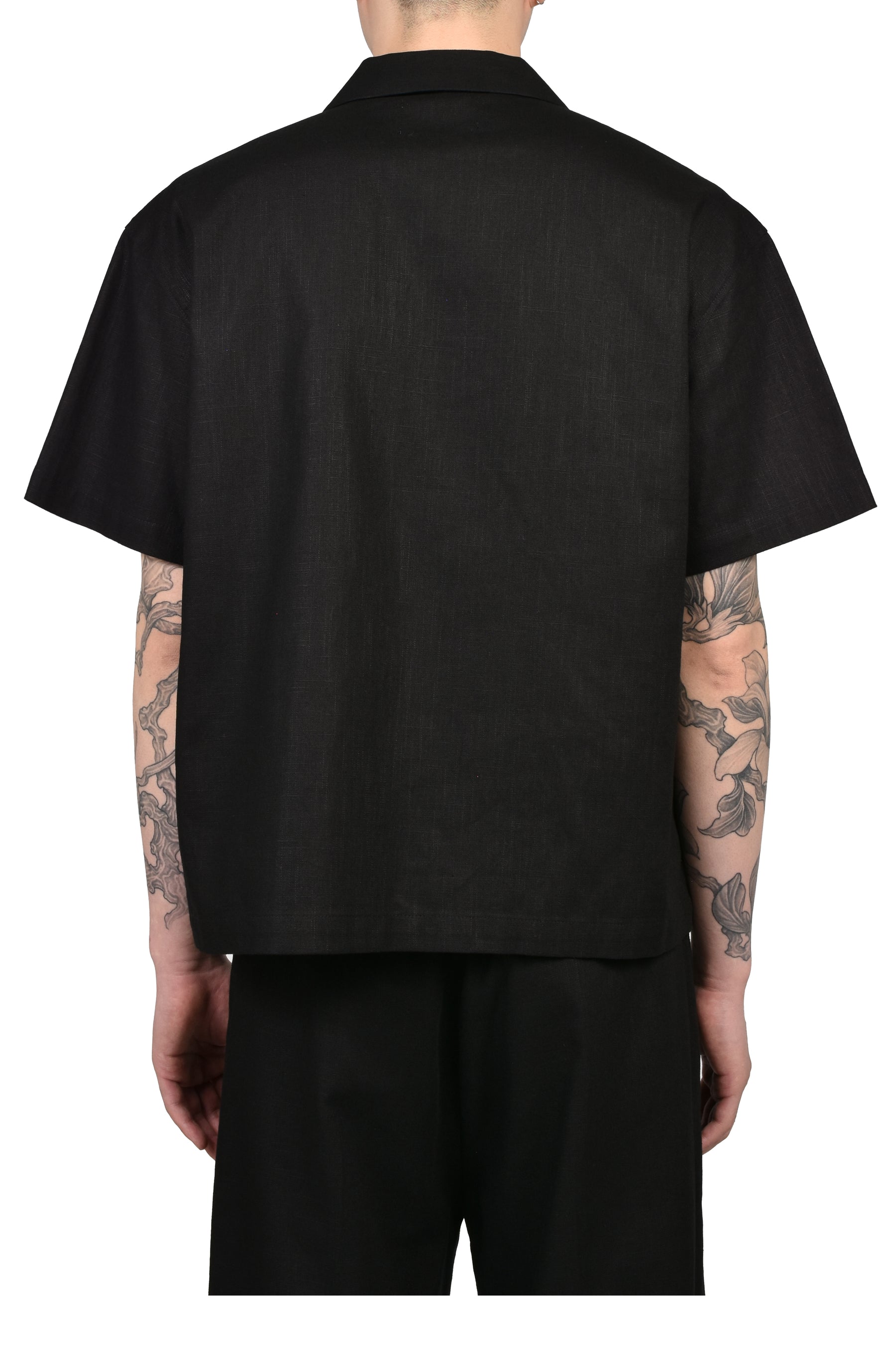 DINNER SHIRT SHORT SLEEVE / BLK RAMIE