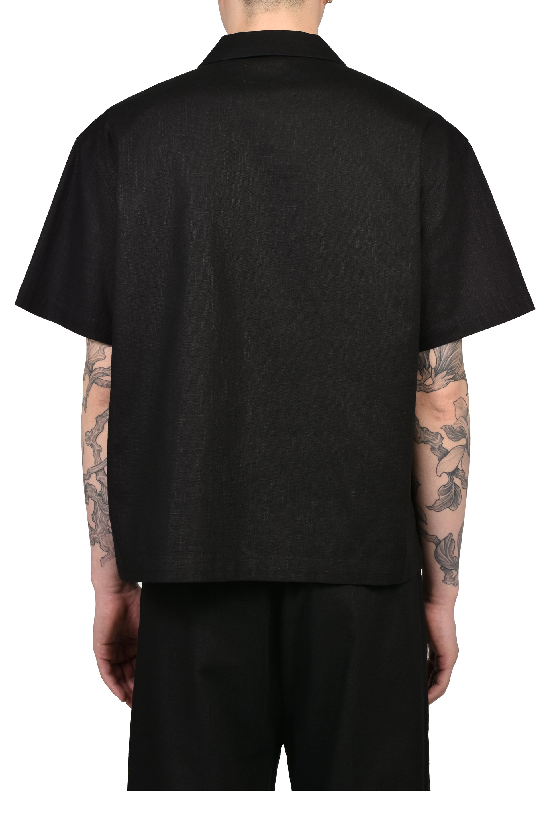 DINNER SHIRT SHORT SLEEVE / BLK RAMIE