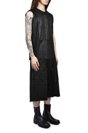WAXED FATIGUE SHORTS / BLK