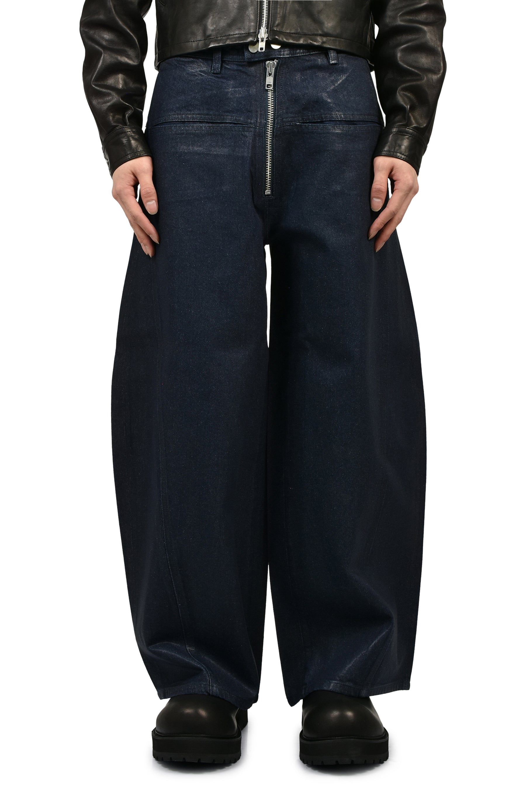 FRONT ZIP BAGGY  / WAXED RAW INDIGO