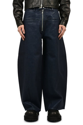 FRONT ZIP BAGGY  / WAXED RAW INDIGO
