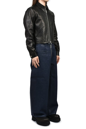FRONT ZIP BAGGY  / WAXED RAW INDIGO